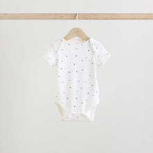 Load image into Gallery viewer, Black/White Short Sleeve Baby Bodysuits 5 Pack