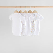 Load image into Gallery viewer, White Animal Print Short Sleeve Baby Bodysuits 5 Pack