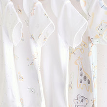 Load image into Gallery viewer, White Animal Print Short Sleeve Baby Bodysuits 5 Pack