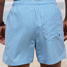 Load image into Gallery viewer, Lilac Purple Fish Conversational Printed Swim Shorts