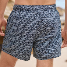 Load image into Gallery viewer, Navy Geometric Tile Printed Swim Shorts