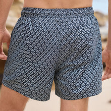 Load image into Gallery viewer, Navy Geometric Tile Printed Swim Shorts
