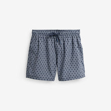Load image into Gallery viewer, Navy Geometric Tile Printed Swim Shorts