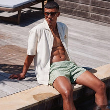 Load image into Gallery viewer, Sage Green Geometric Printed Swim Shorts