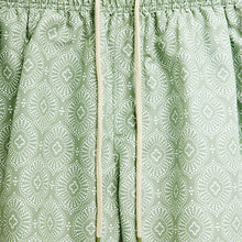 Load image into Gallery viewer, Sage Green Geometric Printed Swim Shorts