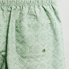 Load image into Gallery viewer, Sage Green Geometric Printed Swim Shorts