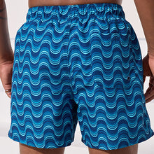 Load image into Gallery viewer, Light Blue Wave Printed Swim Shorts