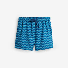 Load image into Gallery viewer, Light Blue Wave Printed Swim Shorts