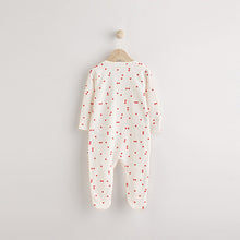 Load image into Gallery viewer, Cream Heart Baby Valentines 100% Cotton Sleepsuit