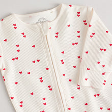 Load image into Gallery viewer, Cream Heart Baby Valentines 100% Cotton Sleepsuit