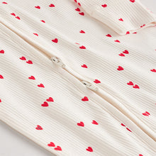 Load image into Gallery viewer, Cream Heart Baby Valentines 100% Cotton Sleepsuit