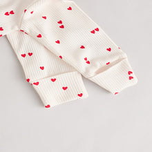 Load image into Gallery viewer, Cream Heart Baby Valentines 100% Cotton Sleepsuit