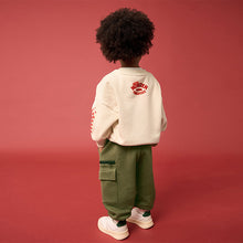 Load image into Gallery viewer, Ecru Monster Truck Back Print Sweatshirt and Utility Joggers