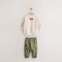 Load image into Gallery viewer, Ecru Monster Truck Back Print Sweatshirt and Utility Joggers