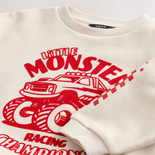 Load image into Gallery viewer, Ecru Monster Truck Back Print Sweatshirt and Utility Joggers