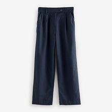 Load image into Gallery viewer, Navy Stay Smart Wide Leg Linen Rich Trousers