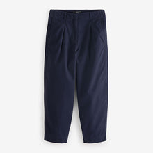 Load image into Gallery viewer, Navy 100% Cotton Barrel Leg Chinos Trousers
