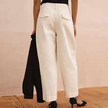 Load image into Gallery viewer, Ivory 100% Cotton Barrel Leg Chinos Trousers