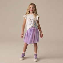 Load image into Gallery viewer, Lilac Purple Rainbow Metallic Skirt (3-12yrs)