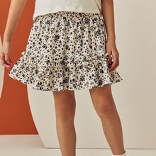Load image into Gallery viewer, Black/White Floral Textured Frill Skirt (3-12yrs)