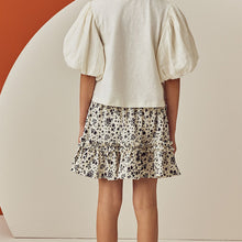 Load image into Gallery viewer, Black/White Floral Textured Frill Skirt (3-12yrs)