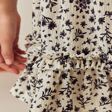 Load image into Gallery viewer, Black/White Floral Textured Frill Skirt (3-12yrs)