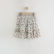 Load image into Gallery viewer, Black/White Floral Textured Frill Skirt (3-12yrs)