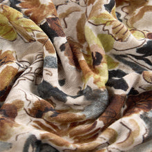 Load image into Gallery viewer, Cream Ditsy Floral Print V-Neck Boho Belted Jersey Midi Shirt Dress