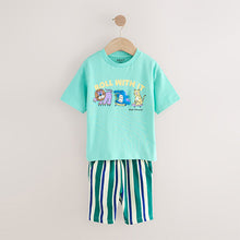Load image into Gallery viewer, Mint Green Short Sleeve T-Shirt & Pattern Shorts Set (3mths-6yrs)