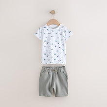 Load image into Gallery viewer, White Transport All-Over Print T-Shirt & Shorts Set (3mths-6yrs)