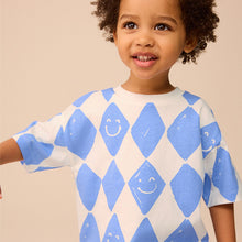 Load image into Gallery viewer, Blue Harlequin Check Short Sleeve All-Over Print T-Shirt