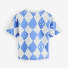 Load image into Gallery viewer, Blue Harlequin Check Short Sleeve All-Over Print T-Shirt