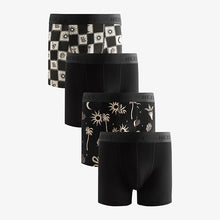 Load image into Gallery viewer, Black & White Tile Print 4 pack Trunks Boxers