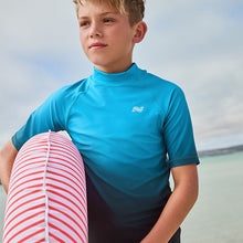 Load image into Gallery viewer, Blue Ombre Short Sleeve Rash Vest