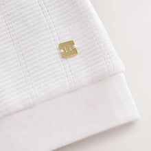 Load image into Gallery viewer, White Textured Short Sleeve Quarter Zip Polo Shirt