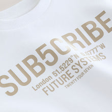 Load image into Gallery viewer, White Sub5cribe Graphic Print Heavyweight Short Sleeve T-Shirt