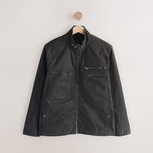 Load image into Gallery viewer, Black Zip Through Funnel Jacket