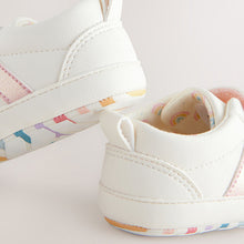 Load image into Gallery viewer, White Rainbow Touch Fasten Baby Trainers