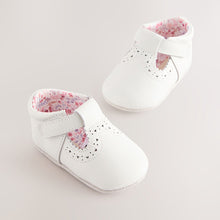 Load image into Gallery viewer, White Leather Baby T-Bar Shoes