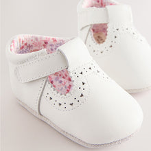 Load image into Gallery viewer, White Leather Baby T-Bar Shoes