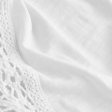 Load image into Gallery viewer, White Short Sleeve Lace V-Neck Bubble Hem 100% Cotton Top