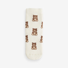 Load image into Gallery viewer, Navy/Ecru Bear Cosy Terry Cotton Rich Socks 5 Pack