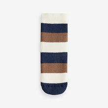 Load image into Gallery viewer, Navy/Ecru Bear Cosy Terry Cotton Rich Socks 5 Pack