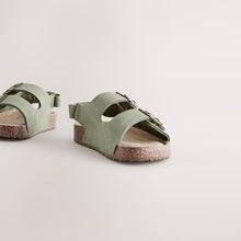 Load image into Gallery viewer, Green Standard Fit (F) Double Buckle Cushioned Footbed Sandals
