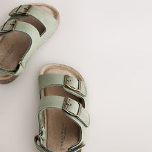 Load image into Gallery viewer, Green Standard Fit (F) Double Buckle Cushioned Footbed Sandals