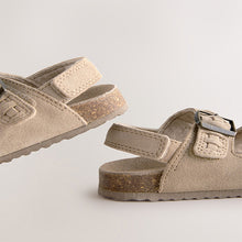 Load image into Gallery viewer, Stone Standard Fit (F) Double Buckle Leather Sandals