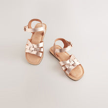 Load image into Gallery viewer, Rose Gold Standard Fit (F) Leather Woven Sandals