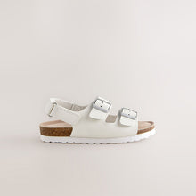 Load image into Gallery viewer, White Leather Standard Fit (F) Touch Fastening Strap Corkbed Sandals
