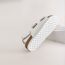 Load image into Gallery viewer, White Leather Standard Fit (F) Touch Fastening Strap Corkbed Sandals