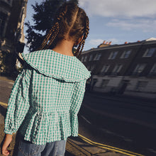 Load image into Gallery viewer, Green Gingham Check 100% Cotton Blouse (3-12yrs)